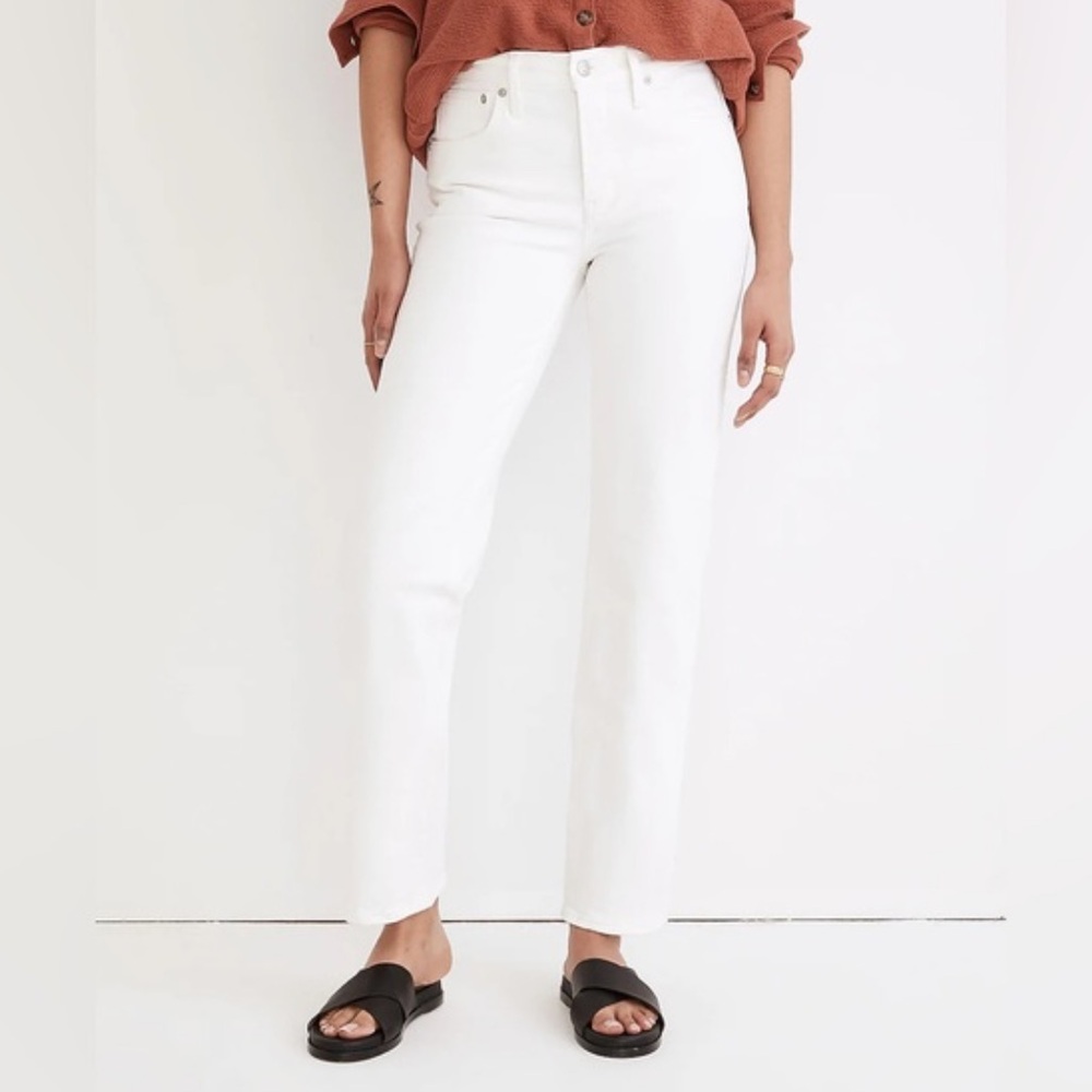 MADEWELL “the mid rise, perfect vintage straight jeans” White Size 23